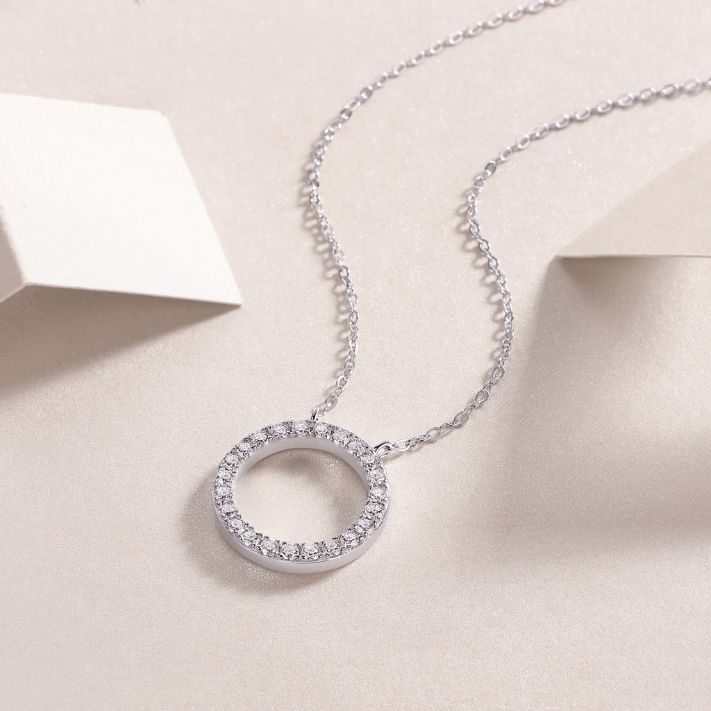 Moissanite Necklace - S925 Sterling Silver Platinum-Plated with Chain