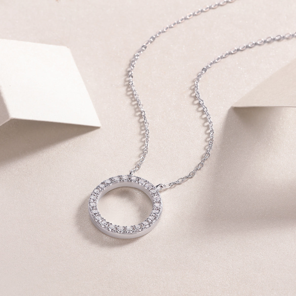 Moissanite Necklace - S925 Sterling Silver Platinum-Plated with Chain