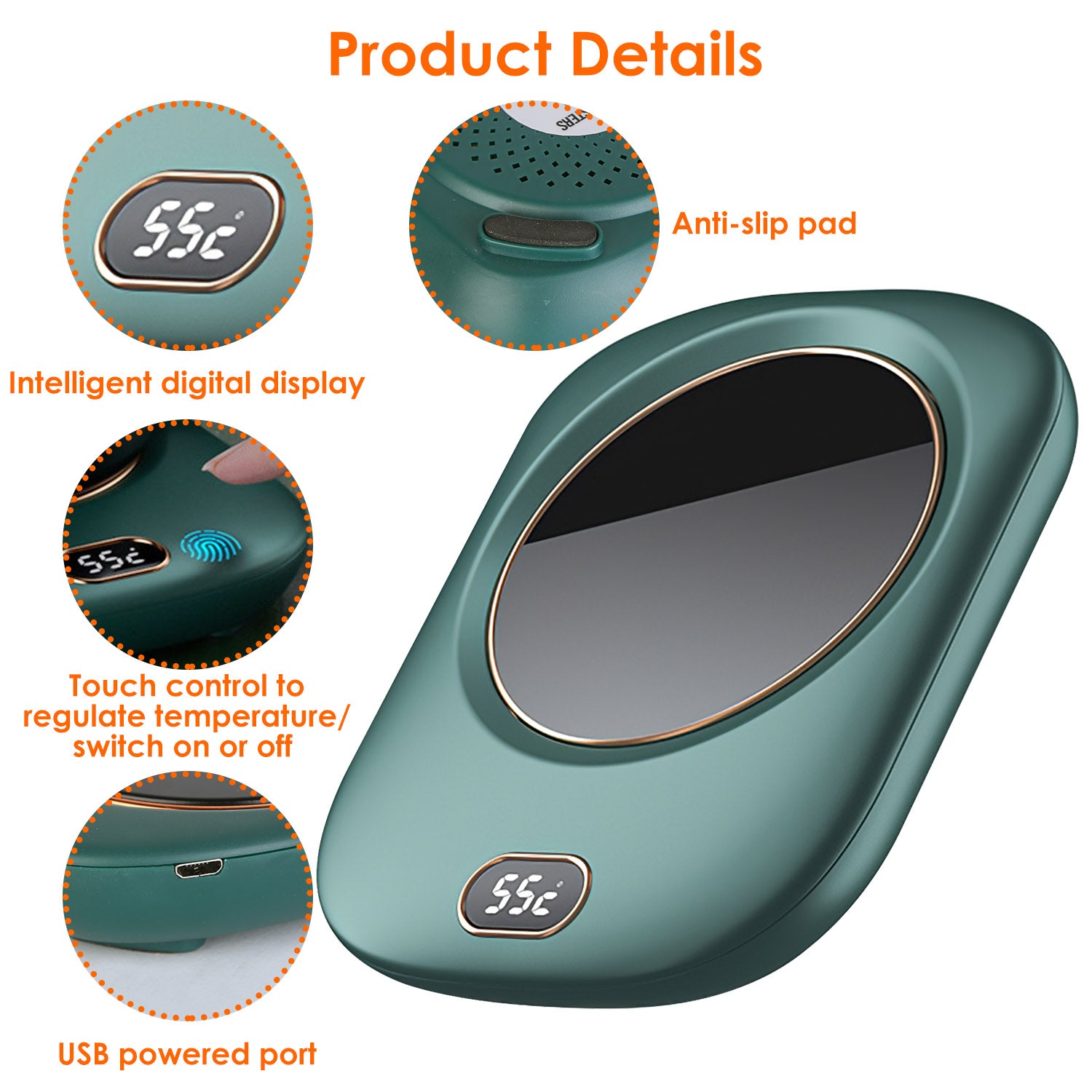 Electric Coffee Mug Warmer with Auto Shut-Off - USB, 3 Temperature Settings