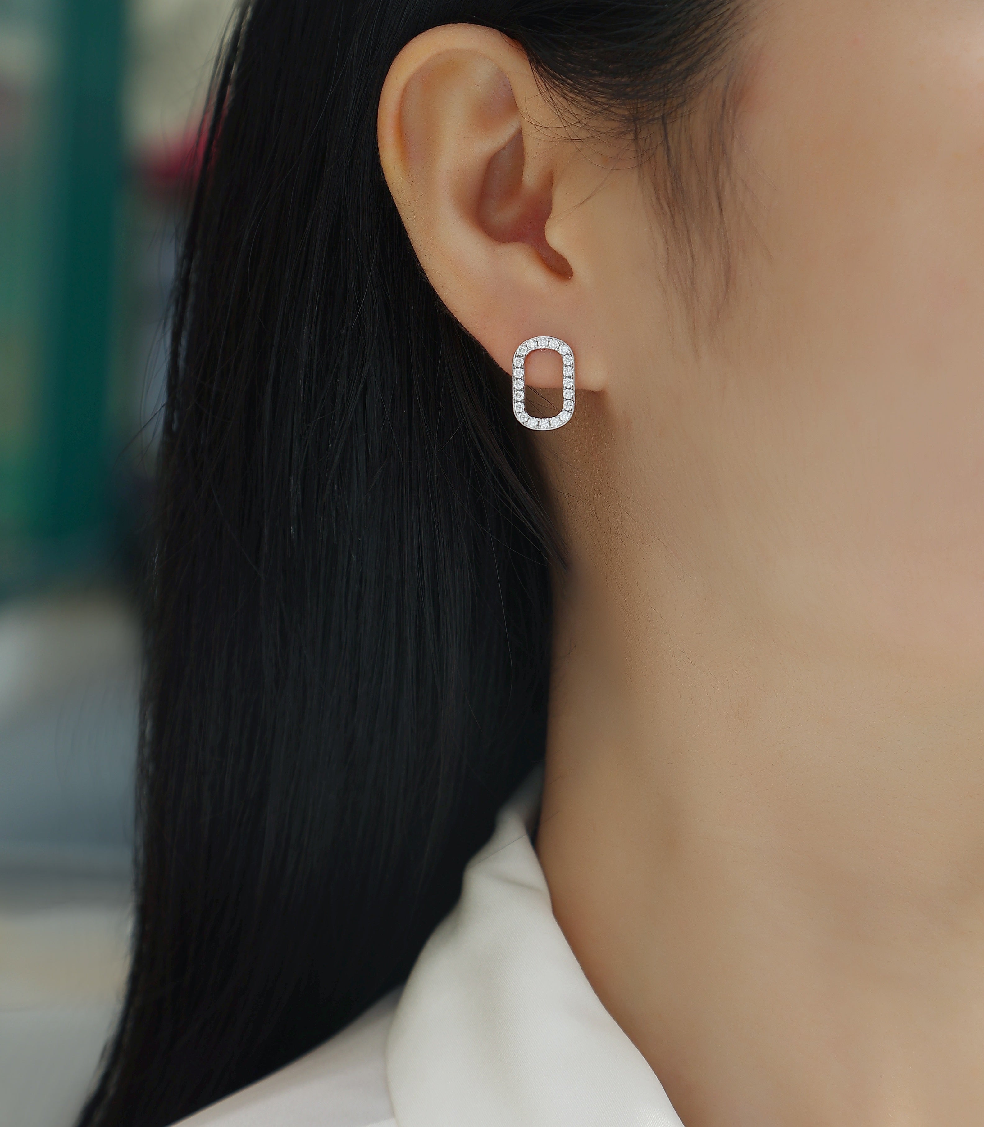 Moissanite Platinum Plated Sterling Silver Stud Earrings