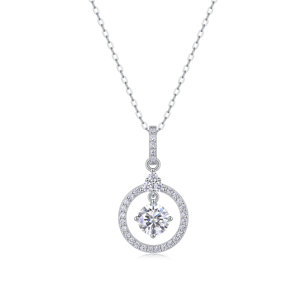 1 Carat Moissanite Necklace - S925 Sterling Silver Platinum-Plated with Chain