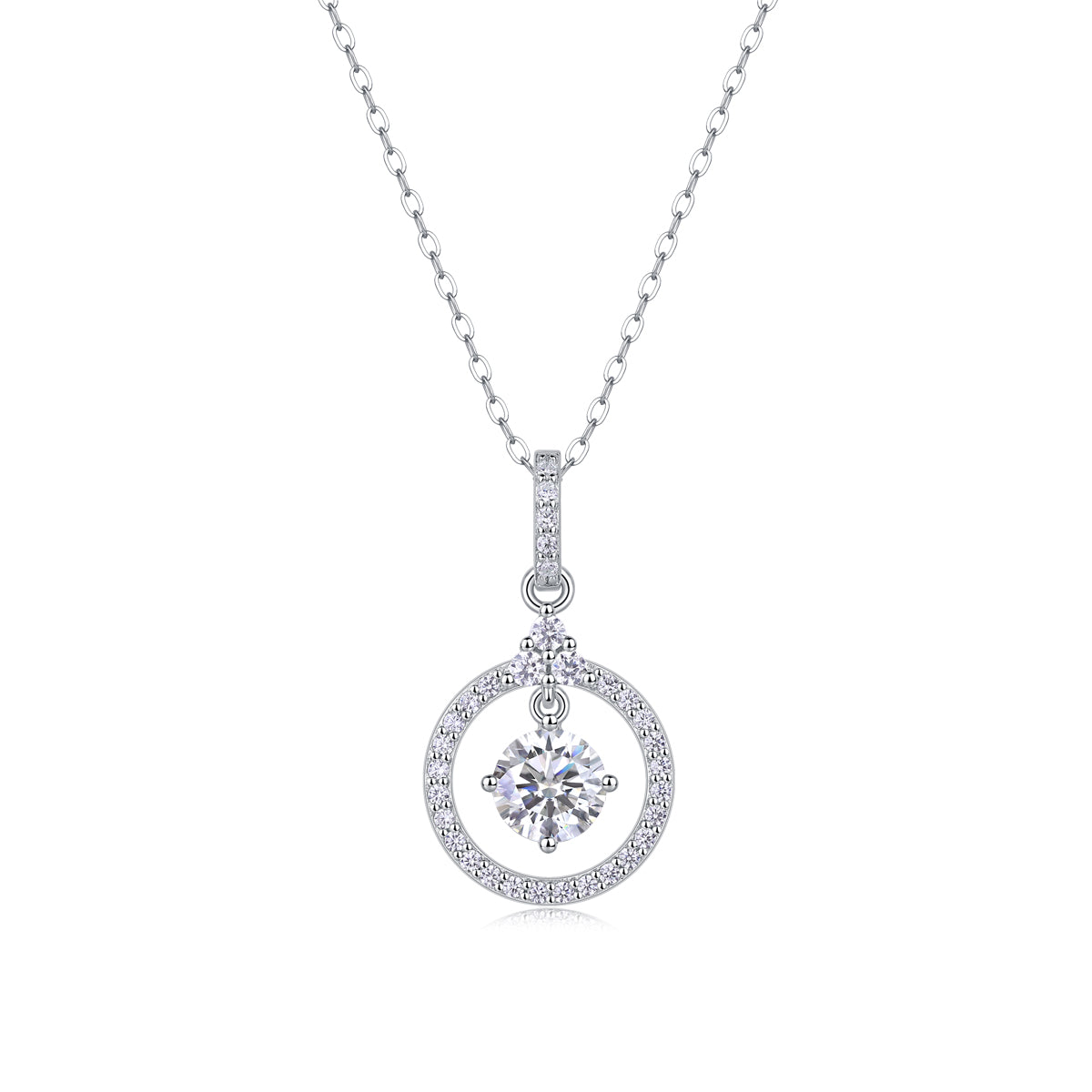 1 Carat Moissanite Necklace - S925 Sterling Silver Platinum-Plated with Chain