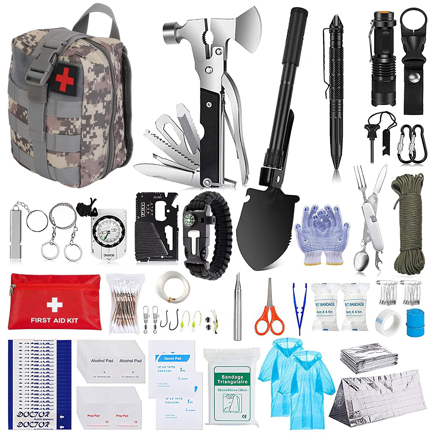 125-Piece Emergency Survival Kit with First Aid Supplies