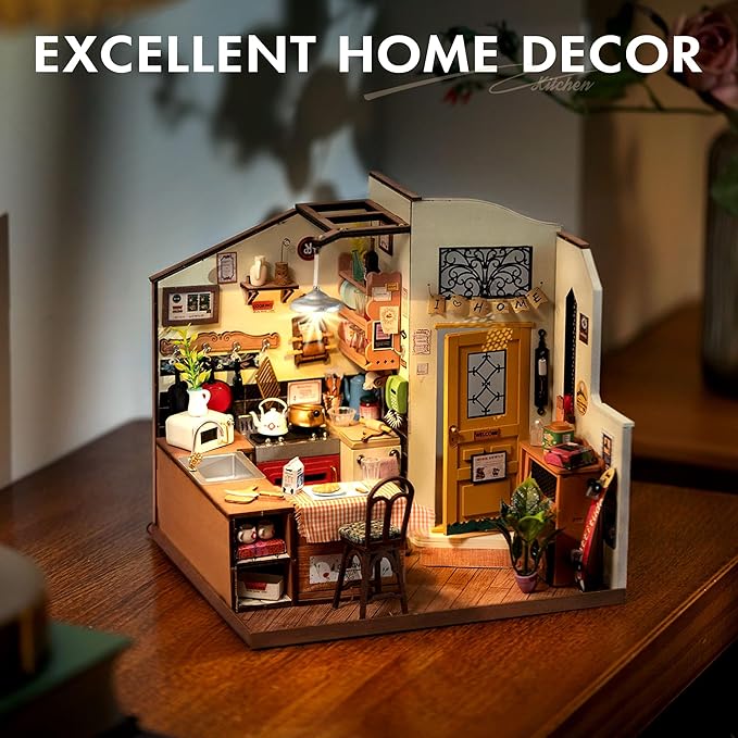 Happy Kitchen Miniature Dollhouse with LED Light
