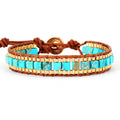 Imperial Stone Hand-Woven Leather Bracelet
