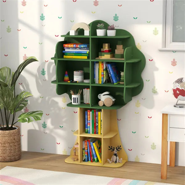 Green Tree Kids Bookcase & Toy Organizer - Children's Storage Shelf