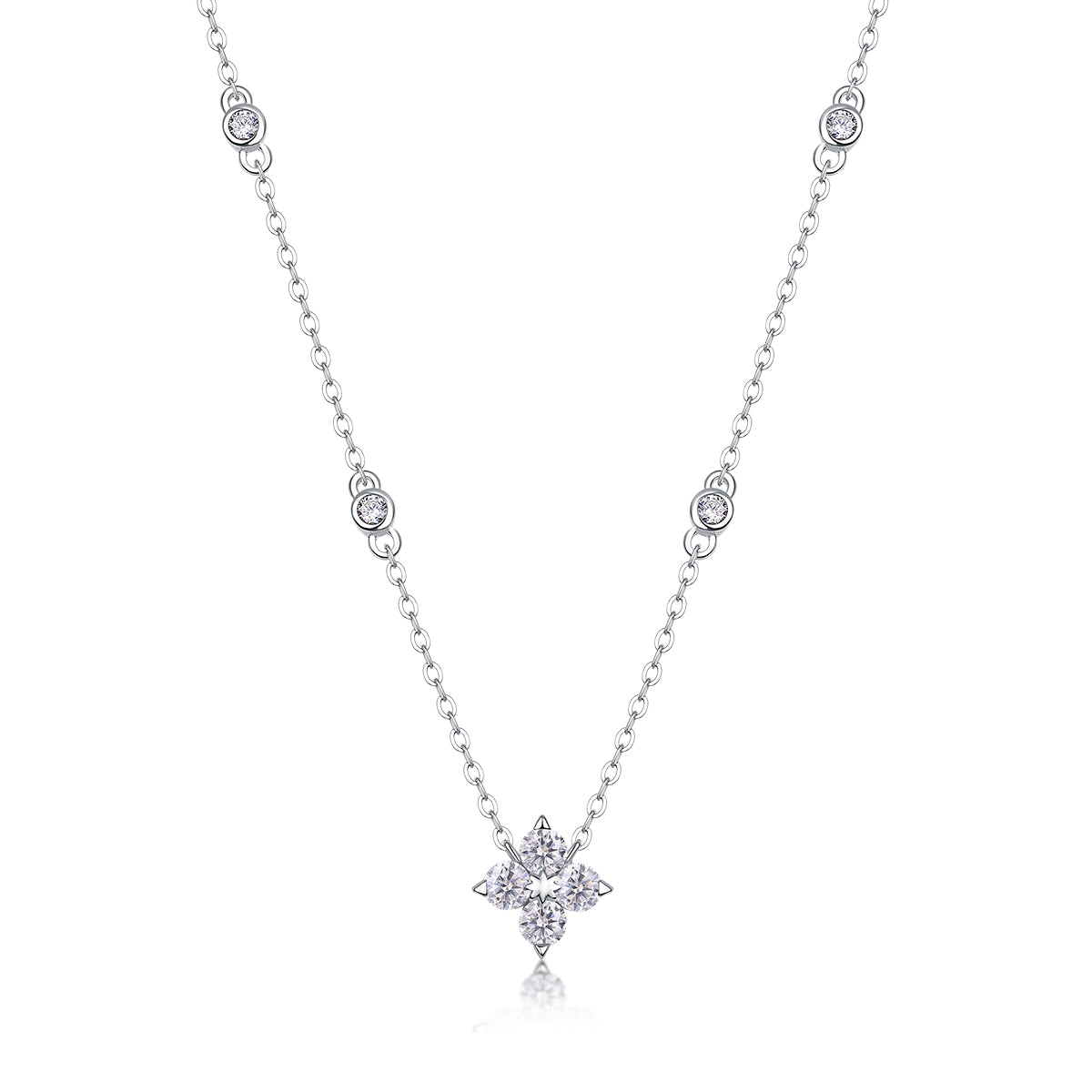2 Carat Moissanite Halo Platinum Plated Necklace