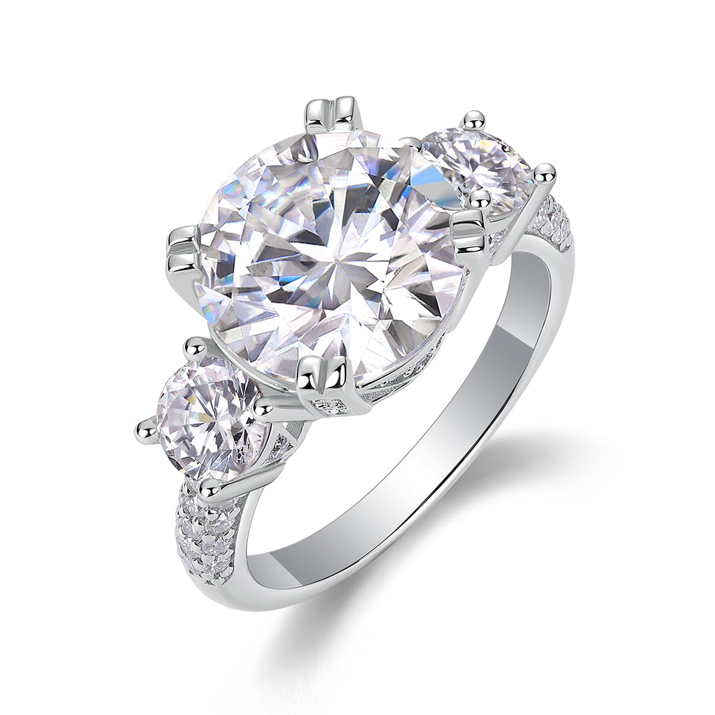 5-Carat Moissanite Bezel Ring – S925 Sterling Silver, Platinum Plated