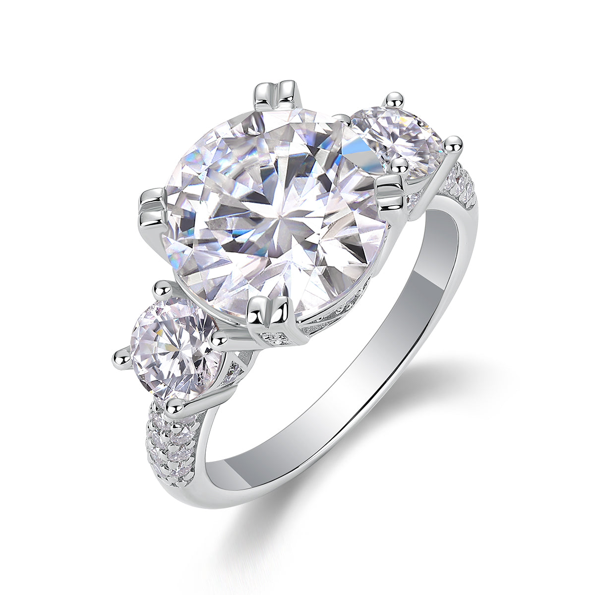 5-Carat Moissanite Bezel Ring – S925 Sterling Silver, Platinum Plated