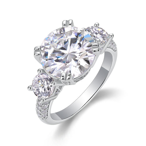 5-Carat Moissanite Bezel Ring – S925 Sterling Silver, Platinum Plated