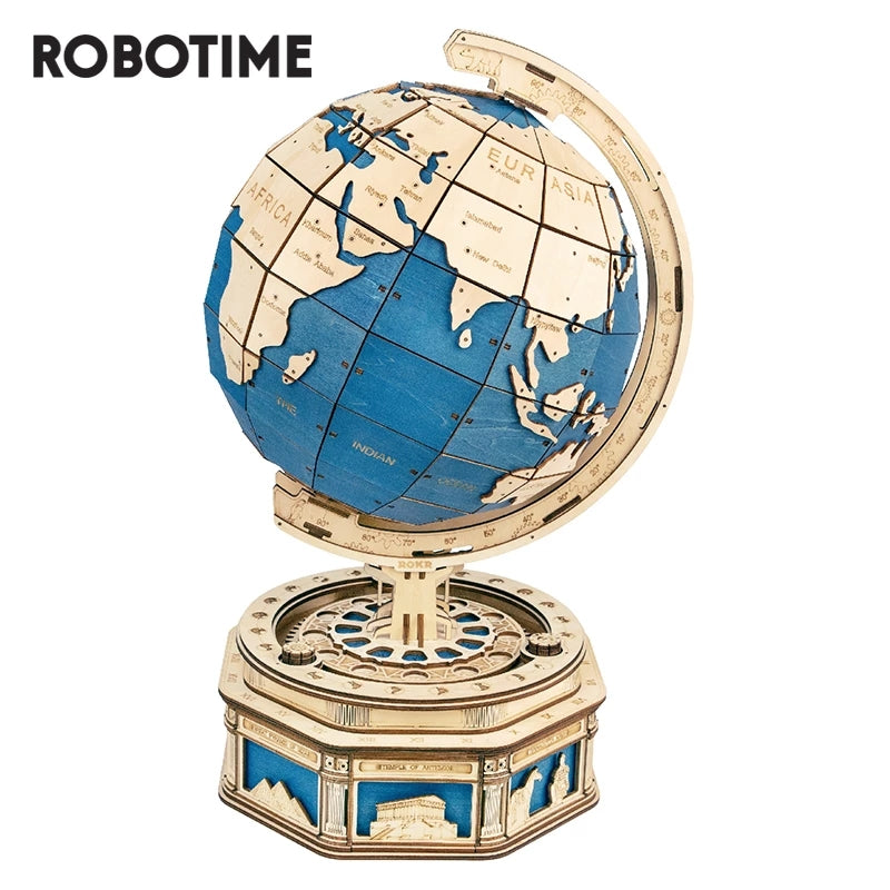 Robotime 3D Wooden Globe Puzzle - 567-Piece Mechanical Earth Model