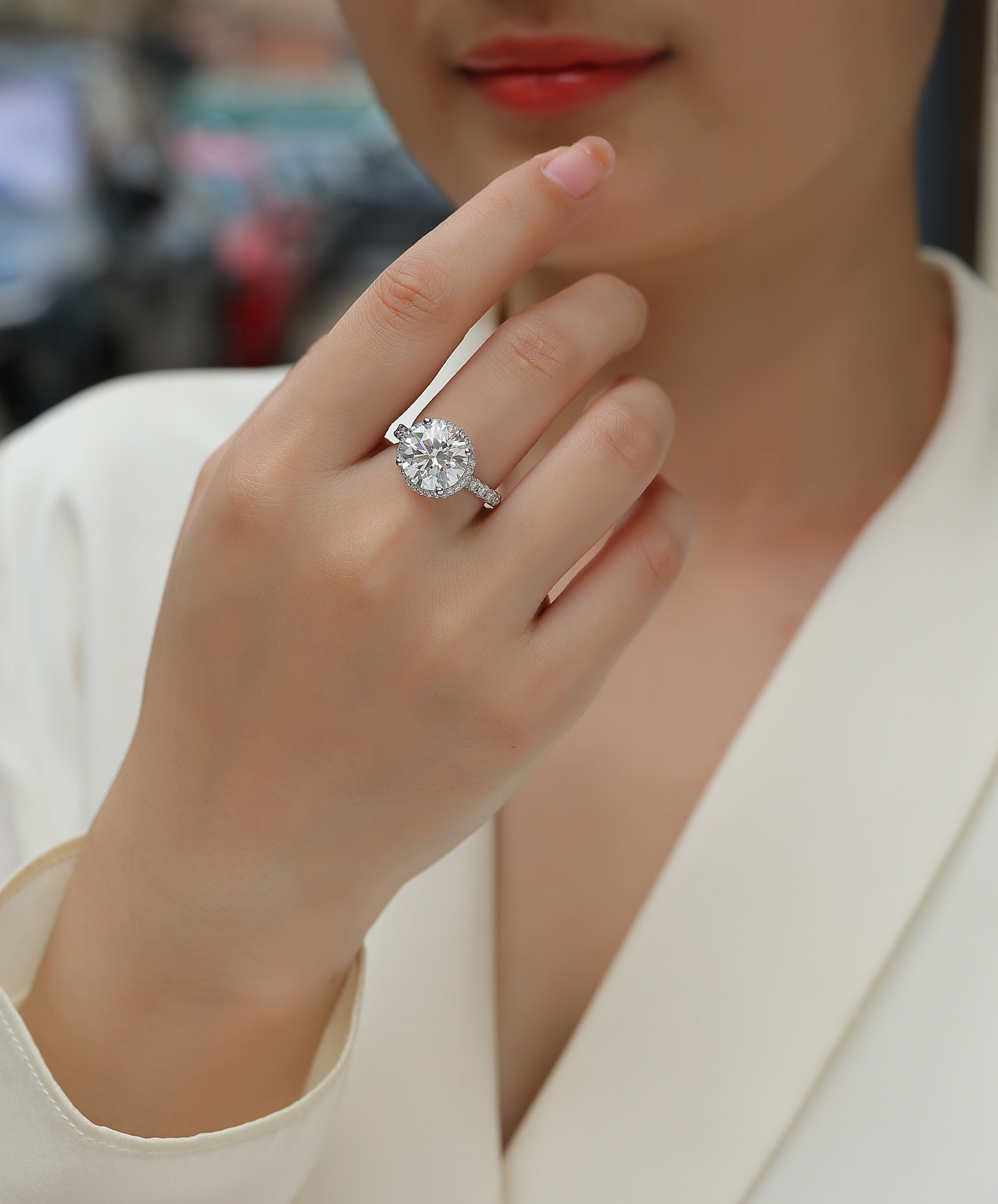 Starry Sky 5-Carat Moissanite Bezel Ring – S925 Sterling Silver, Platinum Plated
