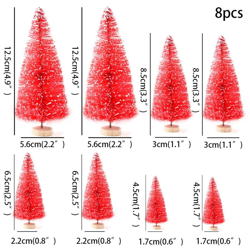 Mini Artificial Christmas Trees (8-Piece Set) - Fairy Garden & DIY Crafts