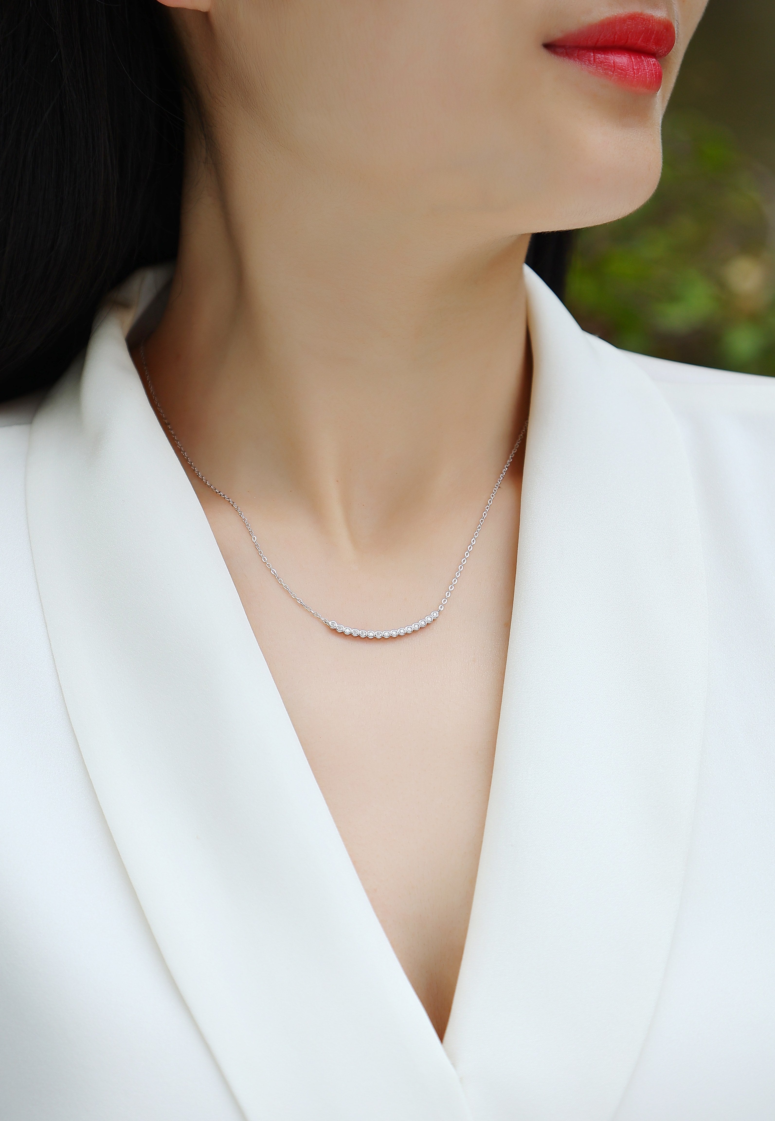 Moissanite Pendant Necklace — S925 Sterling Silver, Platinum-Plated