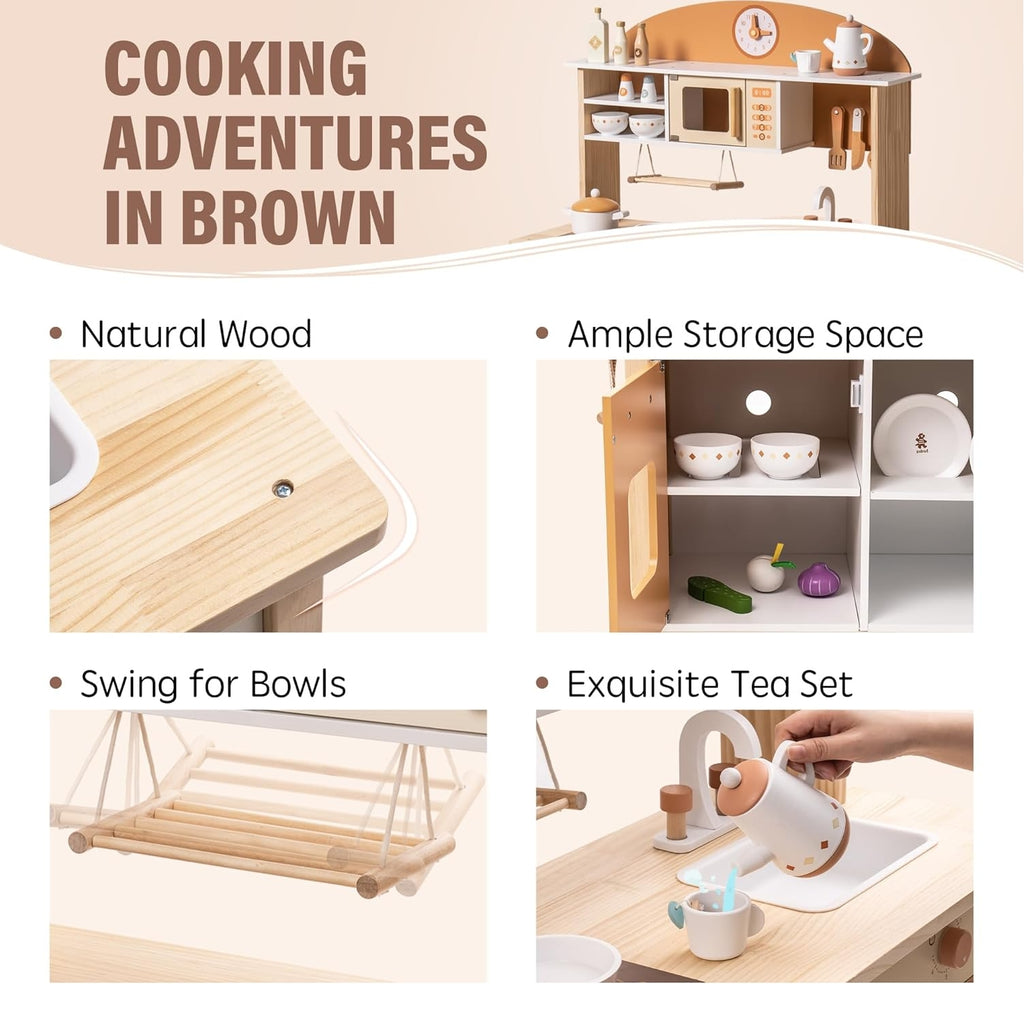 Large Wooden Play Kitchen Set with Accessories