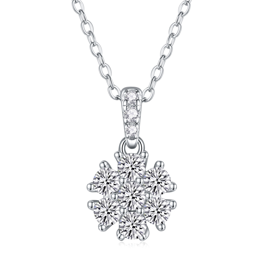 Snowflake Dance Moissanite Pendant Necklace - S925 Sterling Silver with Platinum Plating