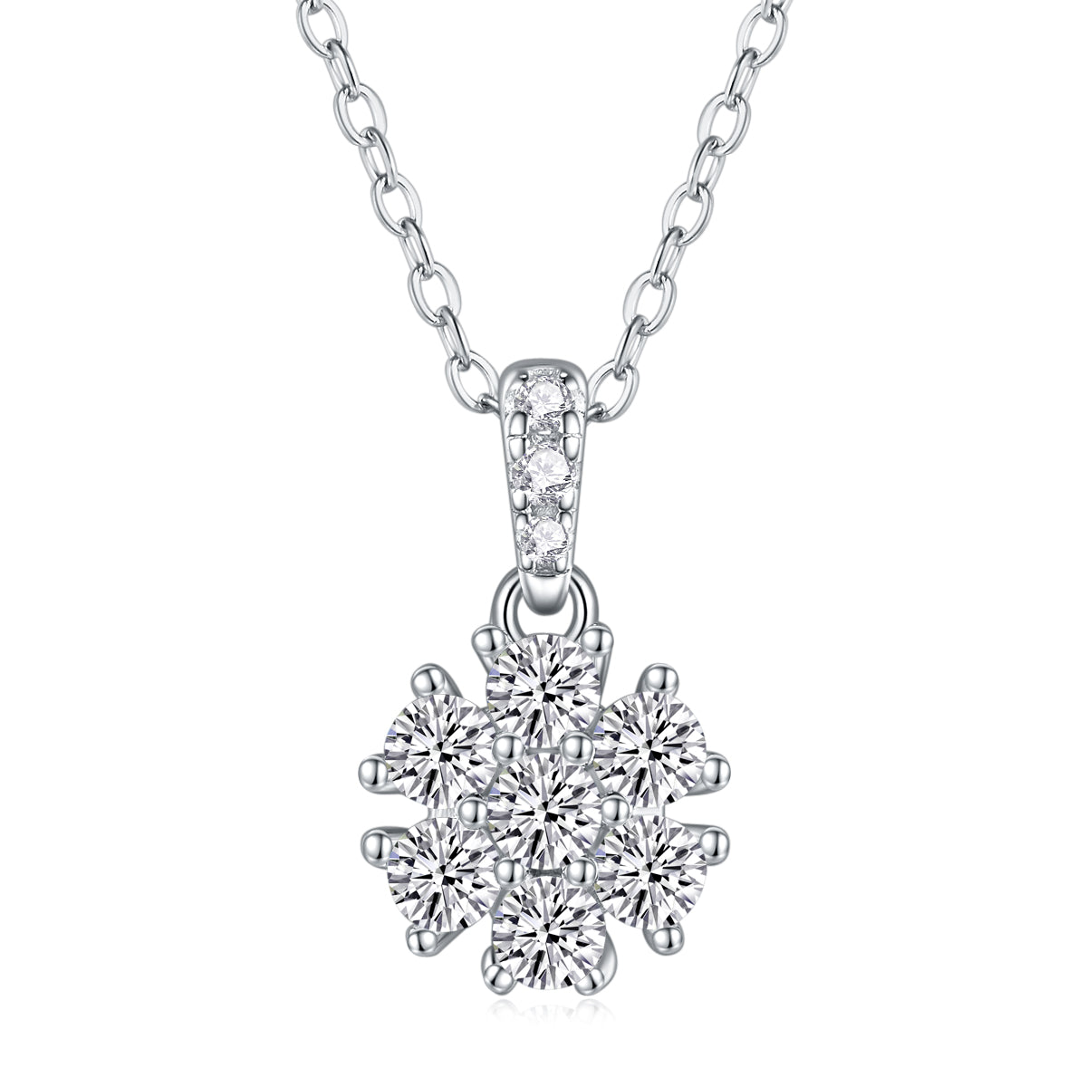 Snowflake Dance Moissanite Pendant Necklace - S925 Sterling Silver with Platinum Plating