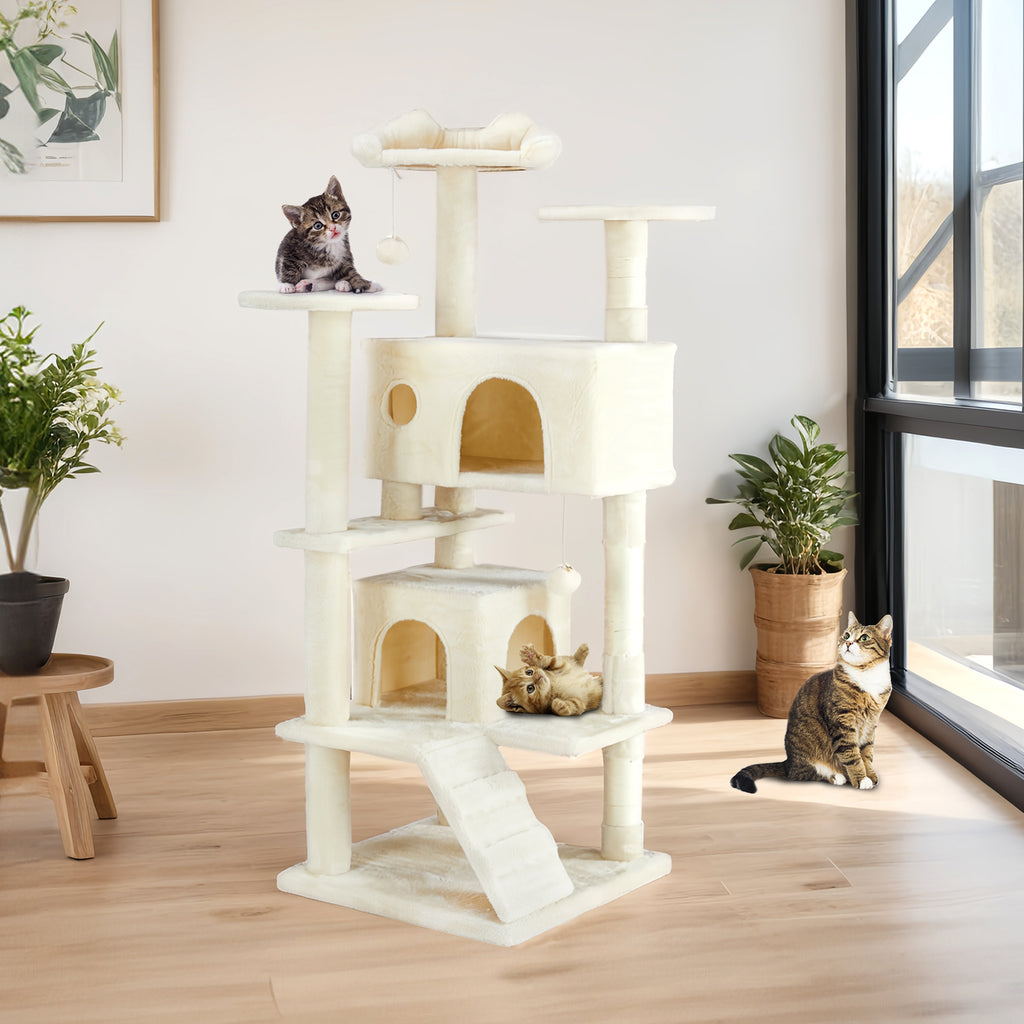 54" Multi-Level Cat Tree Tower with Scratching Posts