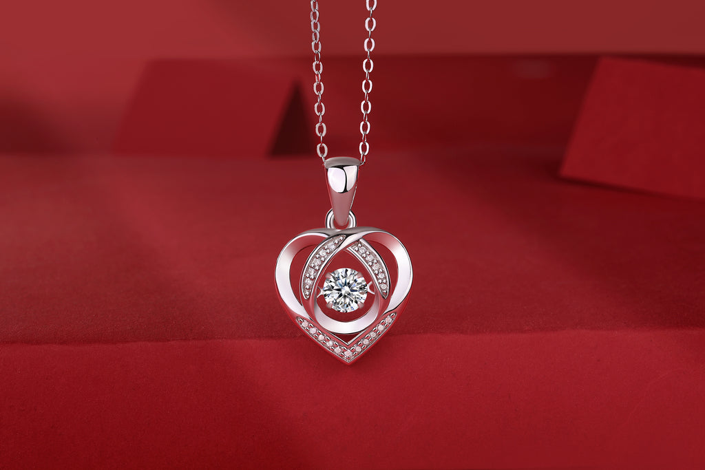 0.5 Carat Moissanite Heart Pendant Necklace