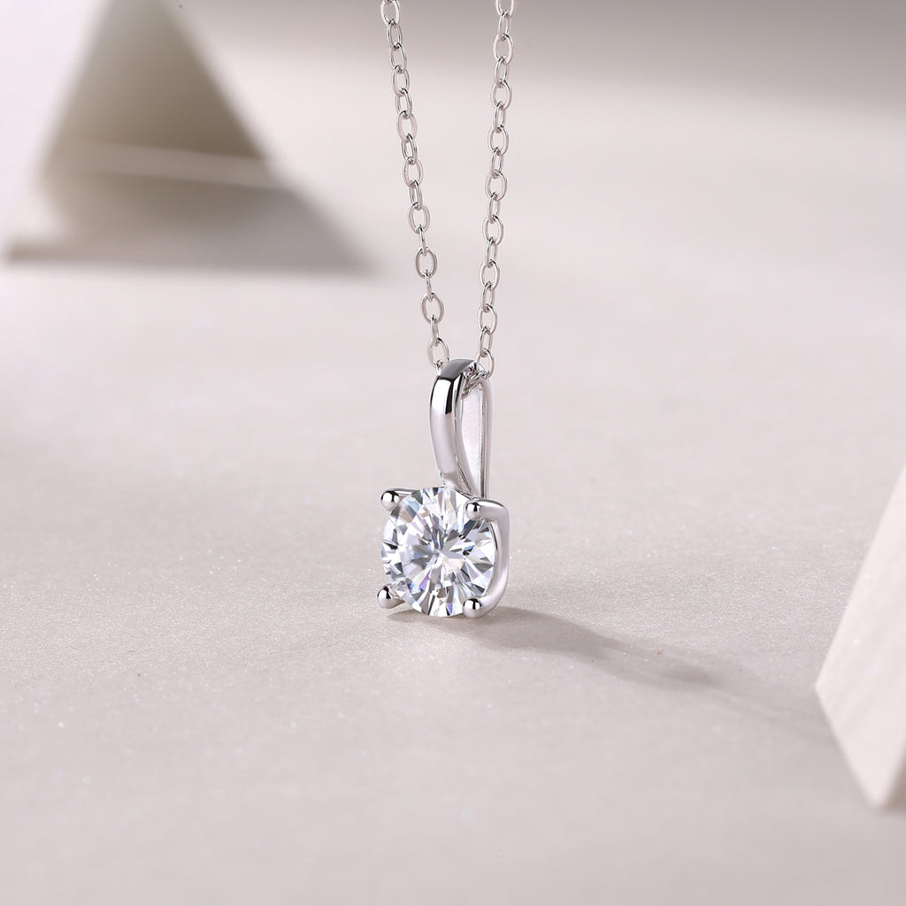 Encounter Moissanite Pendant Necklace — 1ct, S925 Sterling Silver, Platinum-Plated