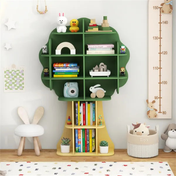 Green Tree Kids Bookcase & Toy Organizer - Children's Storage Shelf