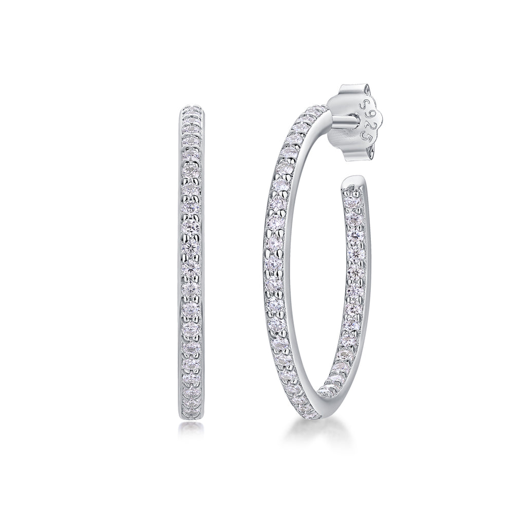 Square Moissanite Stud Earrings - S925 Sterling Silver Platinum-Plated (Pair)