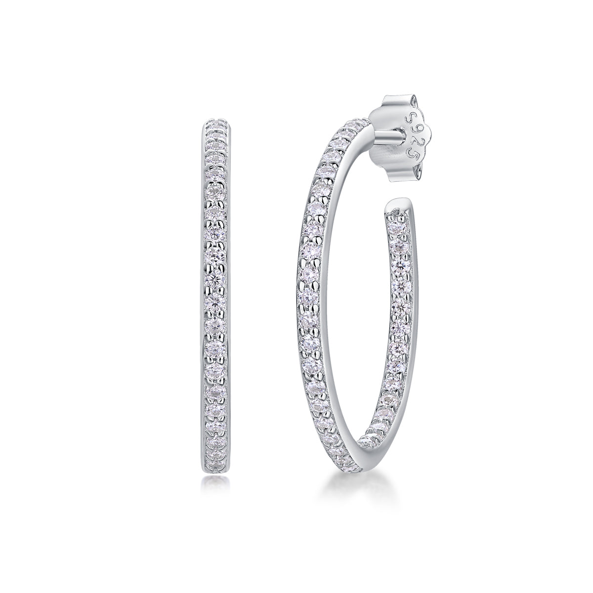 Square Moissanite Stud Earrings - S925 Sterling Silver Platinum-Plated (Pair)