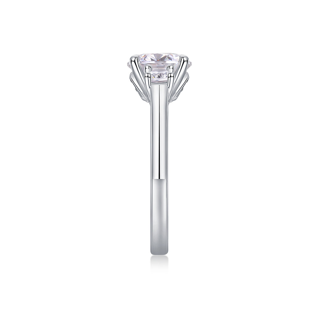 Halo Moissanite Solitaire Ring in S925 Sterling Silver