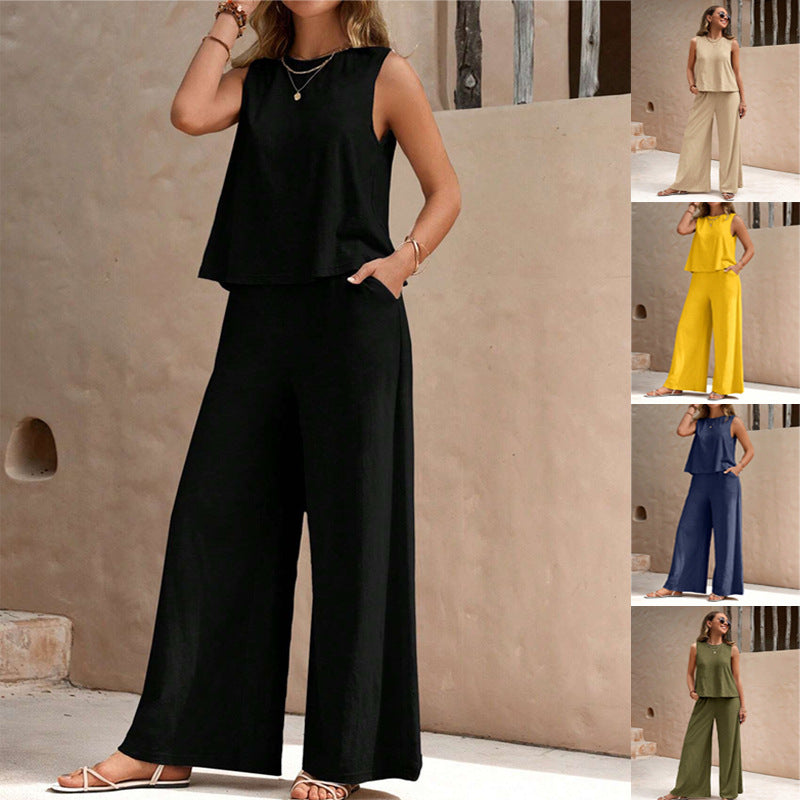 Solid Color Casual Loose Pants Sets for Women
