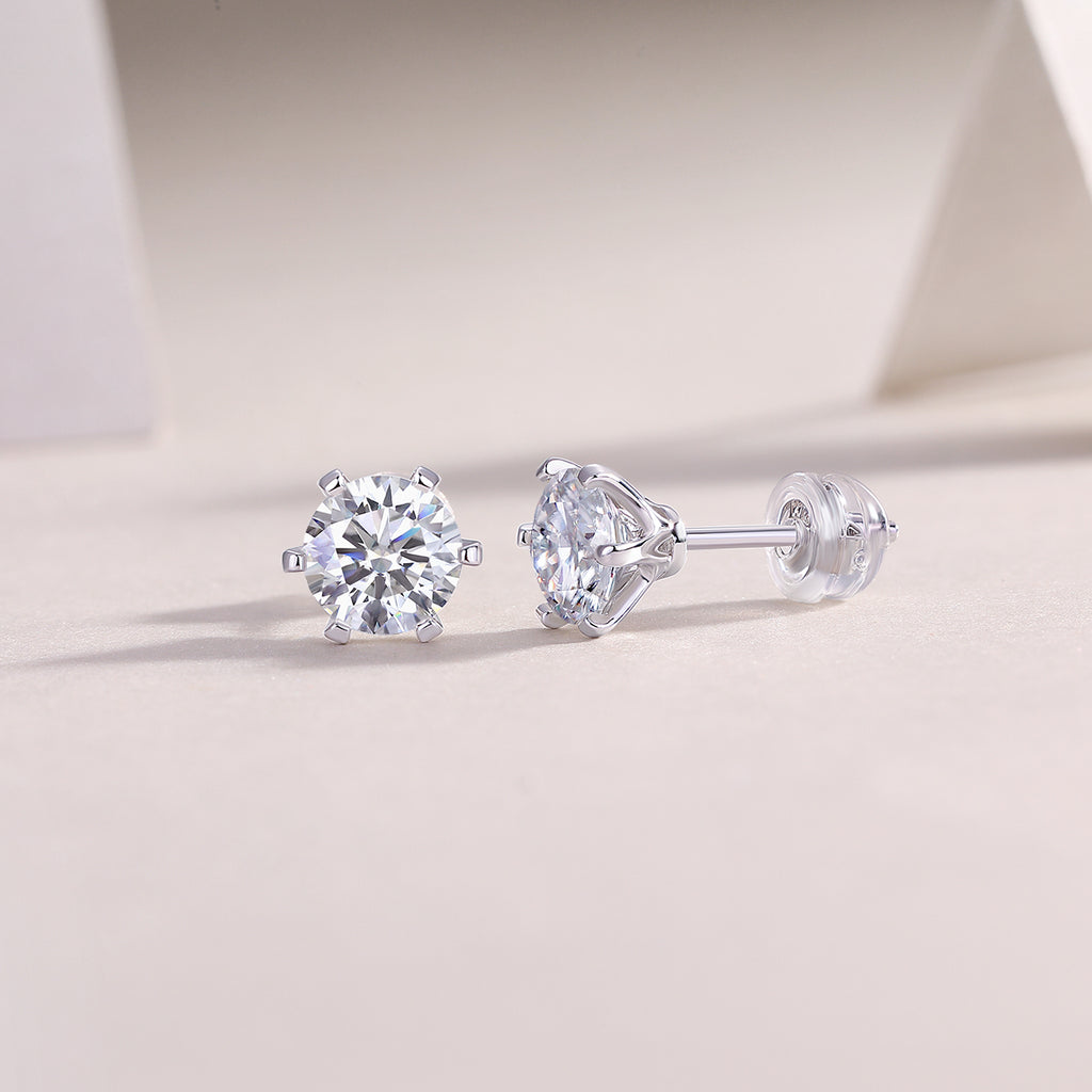 Quiet Luxury Moissanite Stud Earrings — 1ct, S925 Sterling Silver, Platinum-Plated
