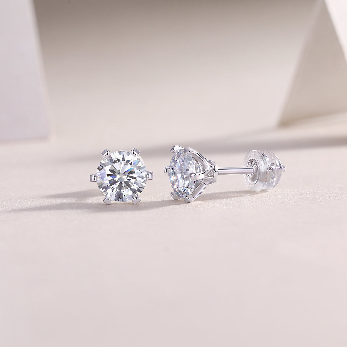 Quiet Luxury Moissanite Stud Earrings — 1ct, S925 Sterling Silver, Platinum-Plated