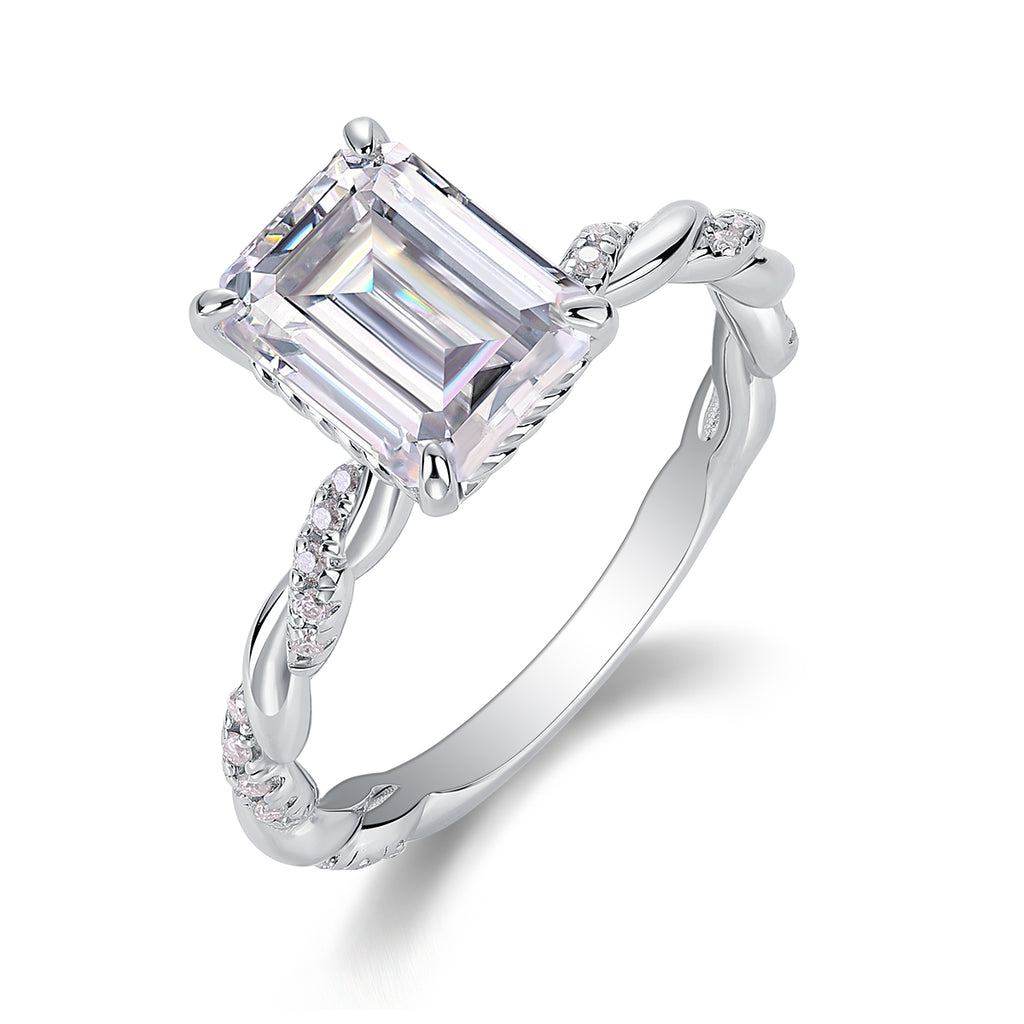 Octagonal Moissanite Ring - S925 Sterling Silver Platinum-Plated
