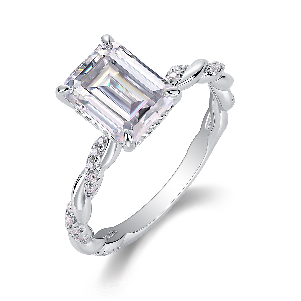 Octagonal Moissanite Ring - S925 Sterling Silver Platinum-Plated