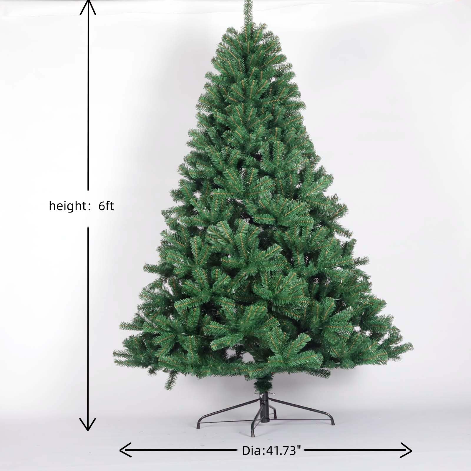 6 Foot Artificial Christmas Tree - Unlit Spruce with 1000 Branch Tips & Metal Stand
