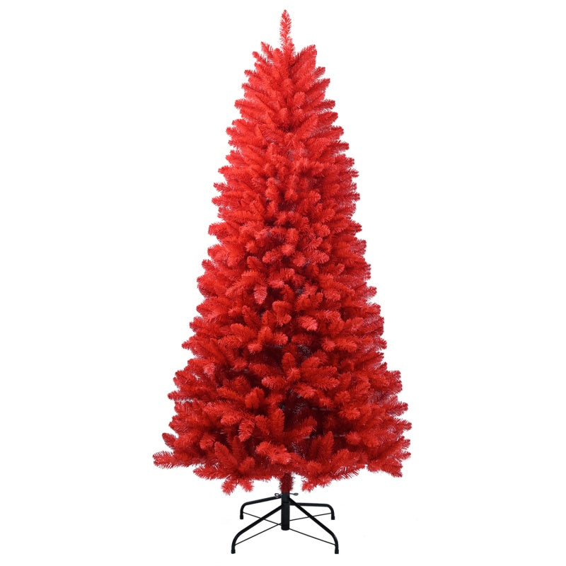 Red Artificial Christmas Tree - Vibrant Holiday Decor with Metal Stand