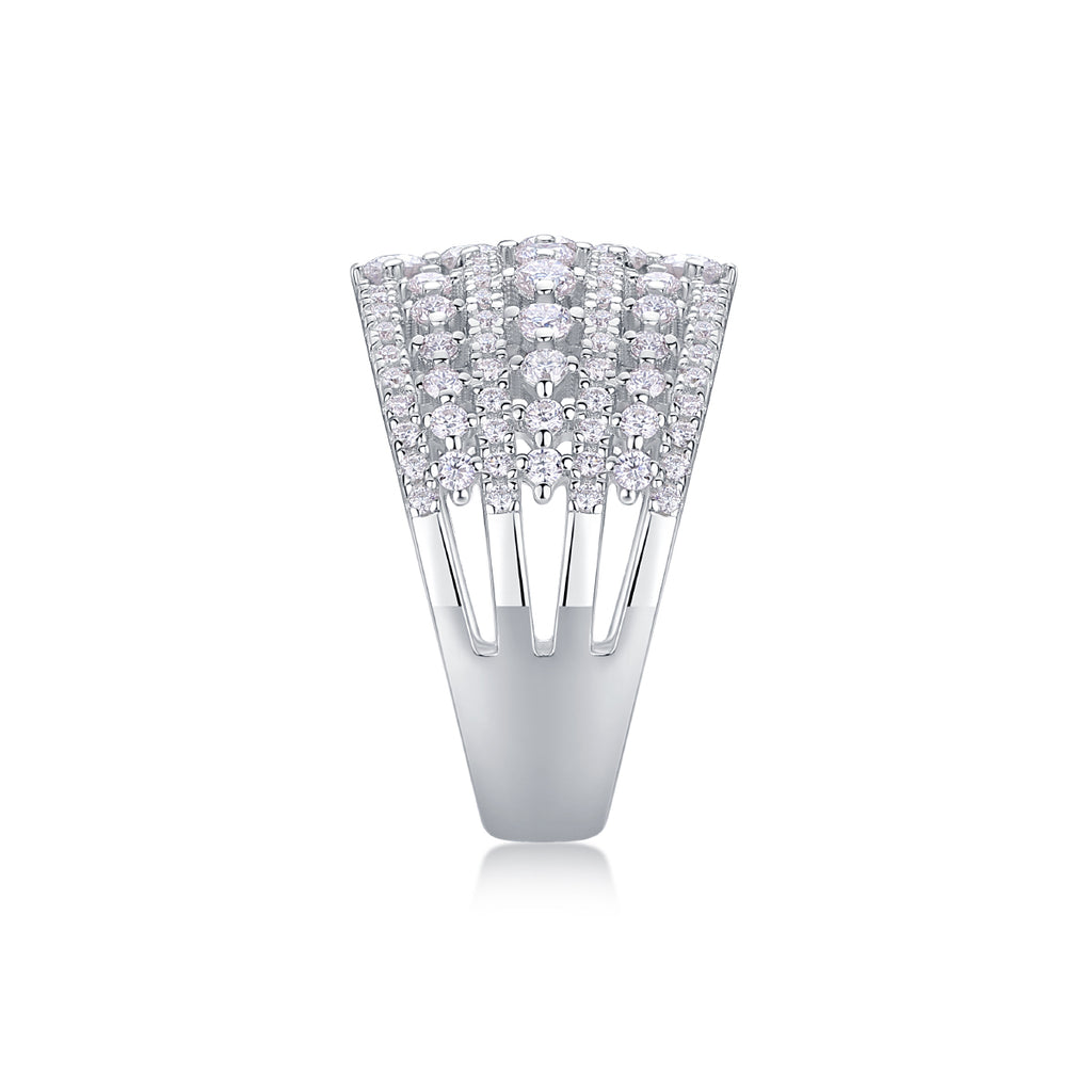 Moissanite Wide Band Sterling Silver Ring