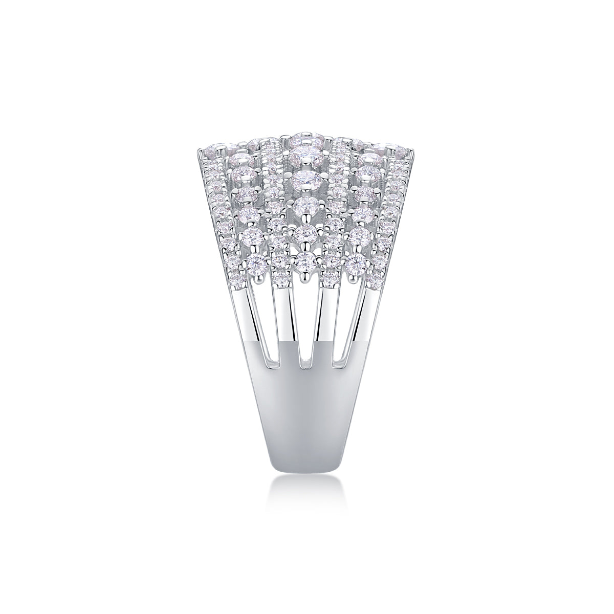 Moissanite Wide Band Sterling Silver Ring