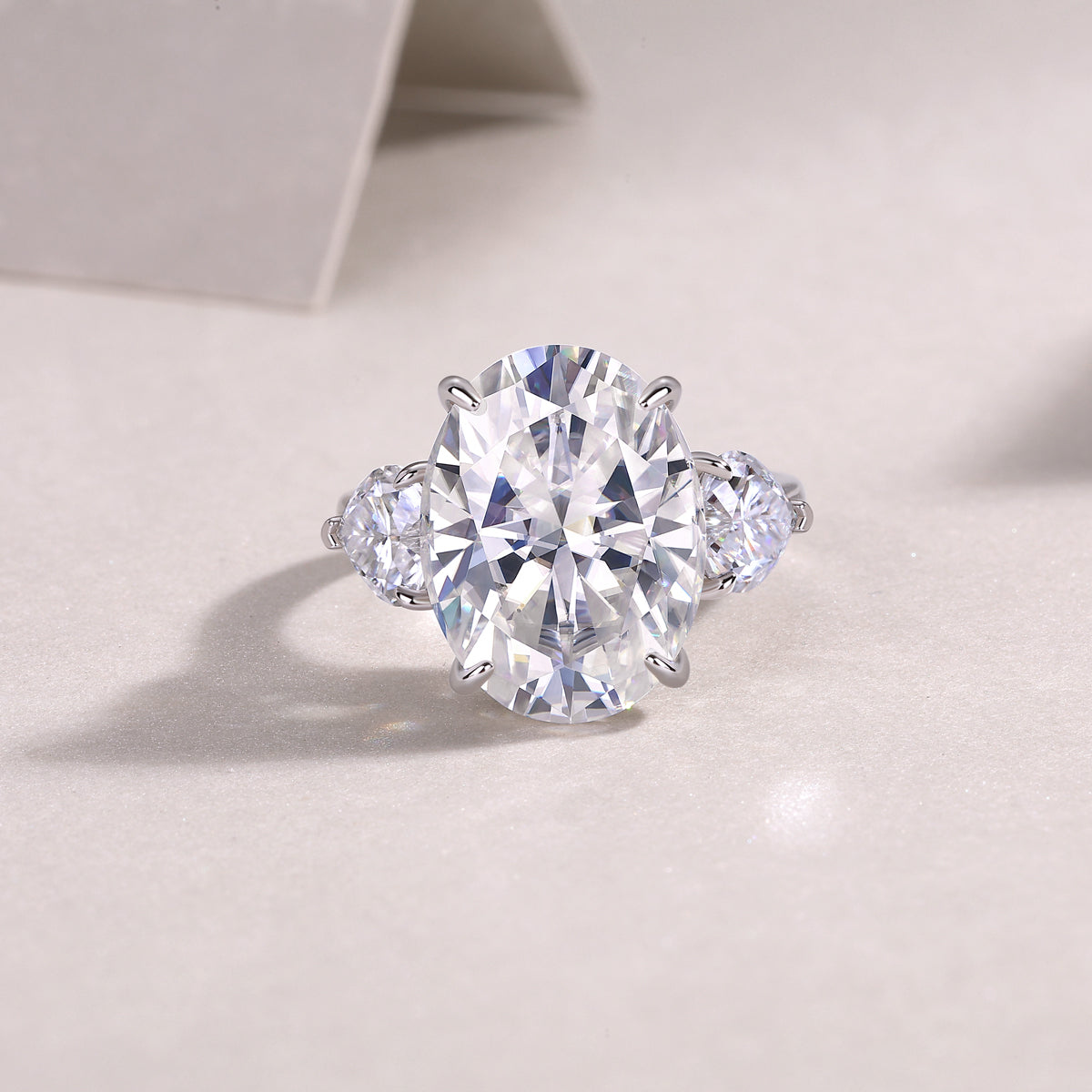 Oval Moissanite Platinum-Plated S925 Sterling Silver Ring
