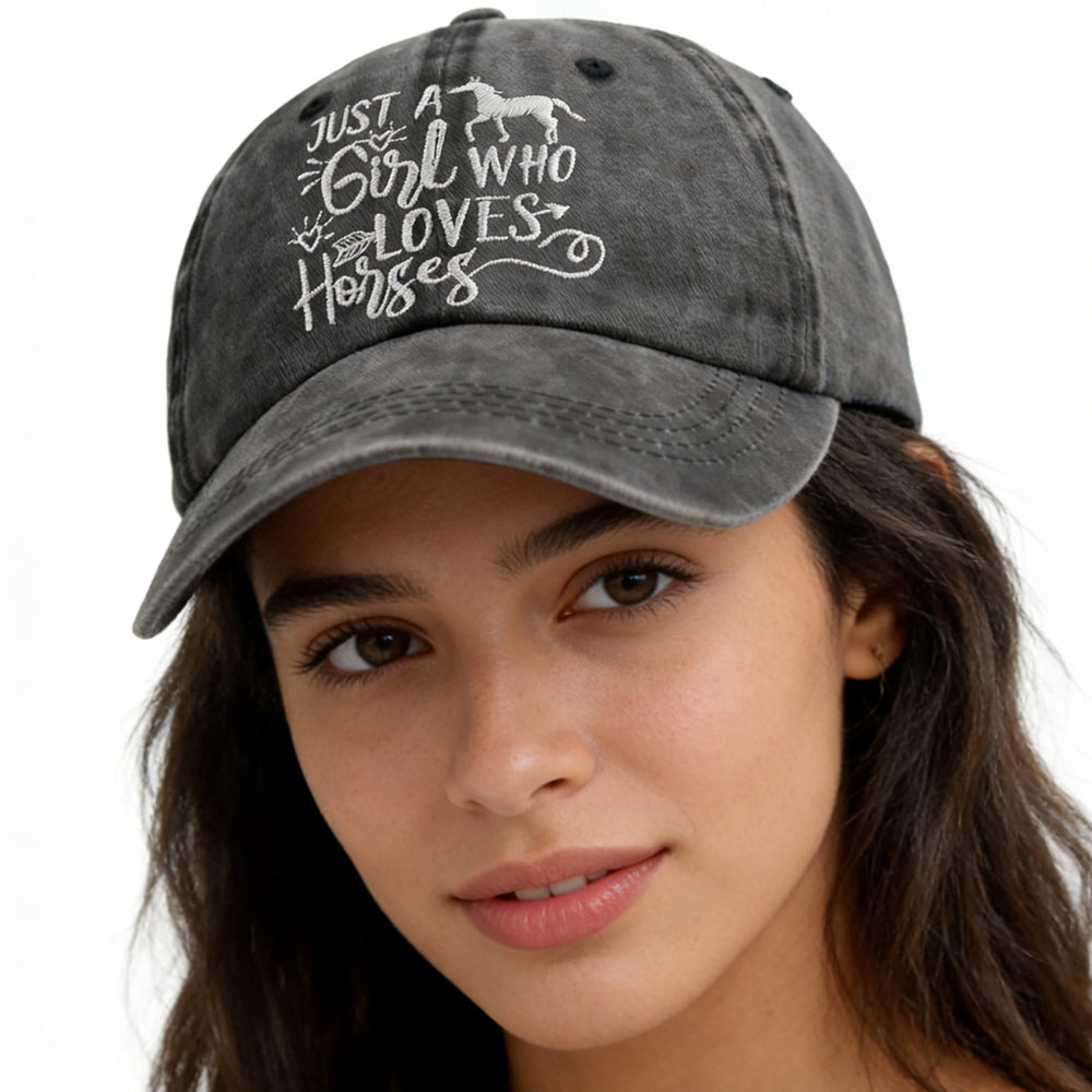 Embroidered Horse Baseball Cap - Adjustable Unisex Hat