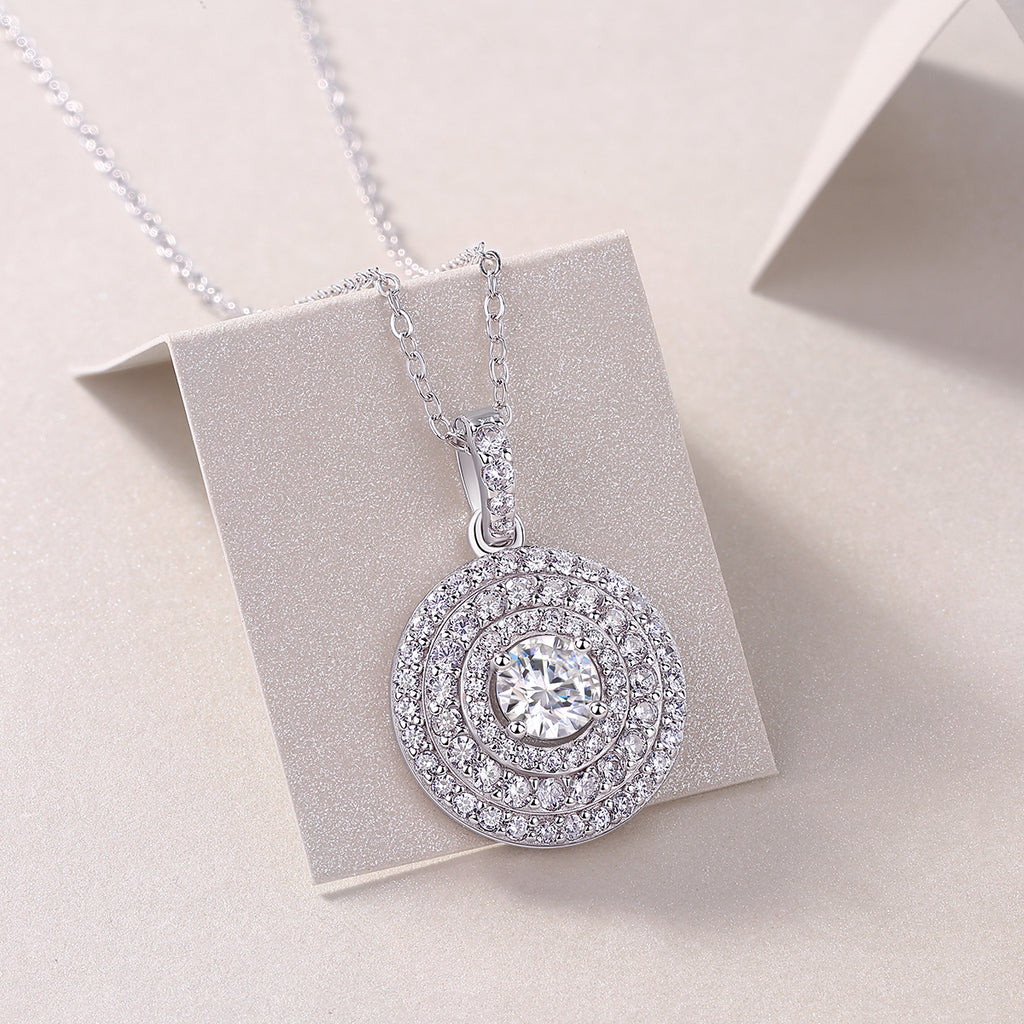 0.5 Carat Moissanite Necklace - S925 Sterling Silver Platinum-Plated with Chain