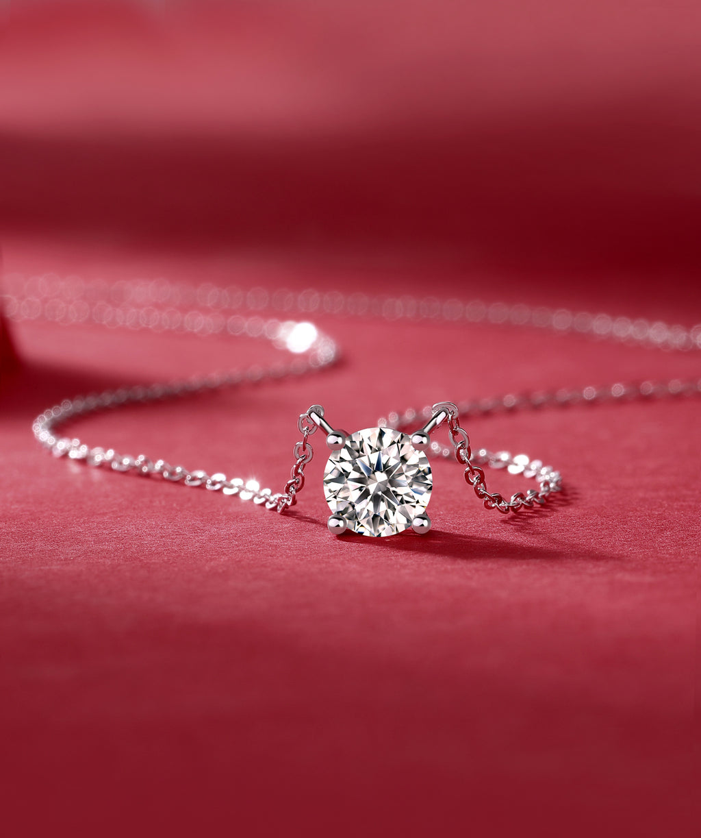 Moissanite Heart Pendant Necklace Sterling Silver