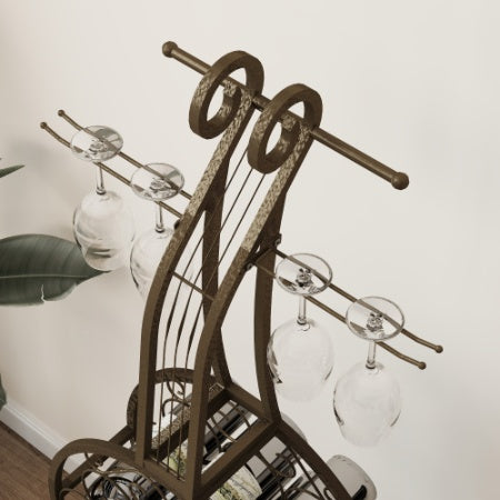 Cello-Shaped Wine Rack with Storage - Freestanding Baker's Rack