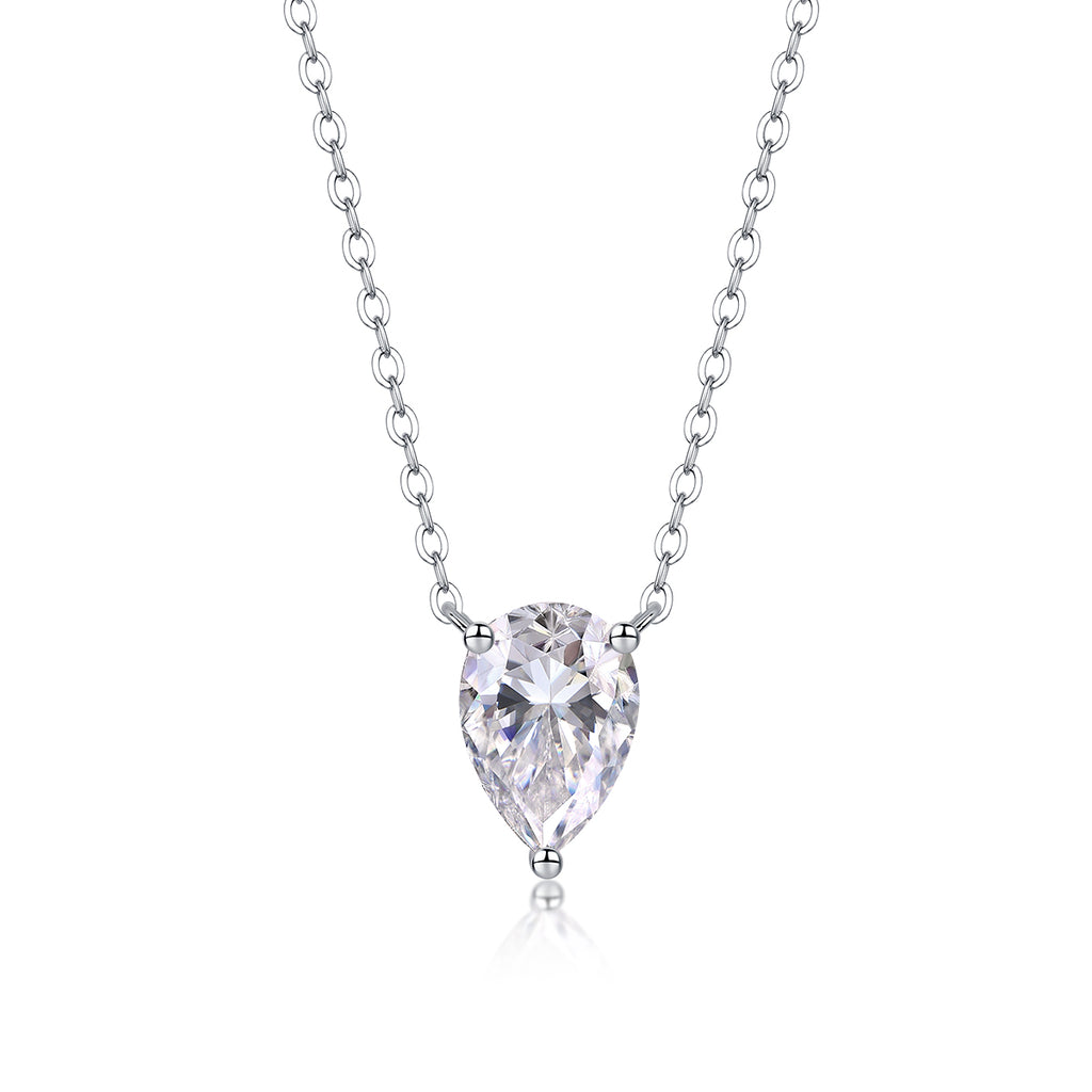 Water Drop Pear-Cut Moissanite Pendant Necklace – S925 Sterling Silver with Platinum Plating