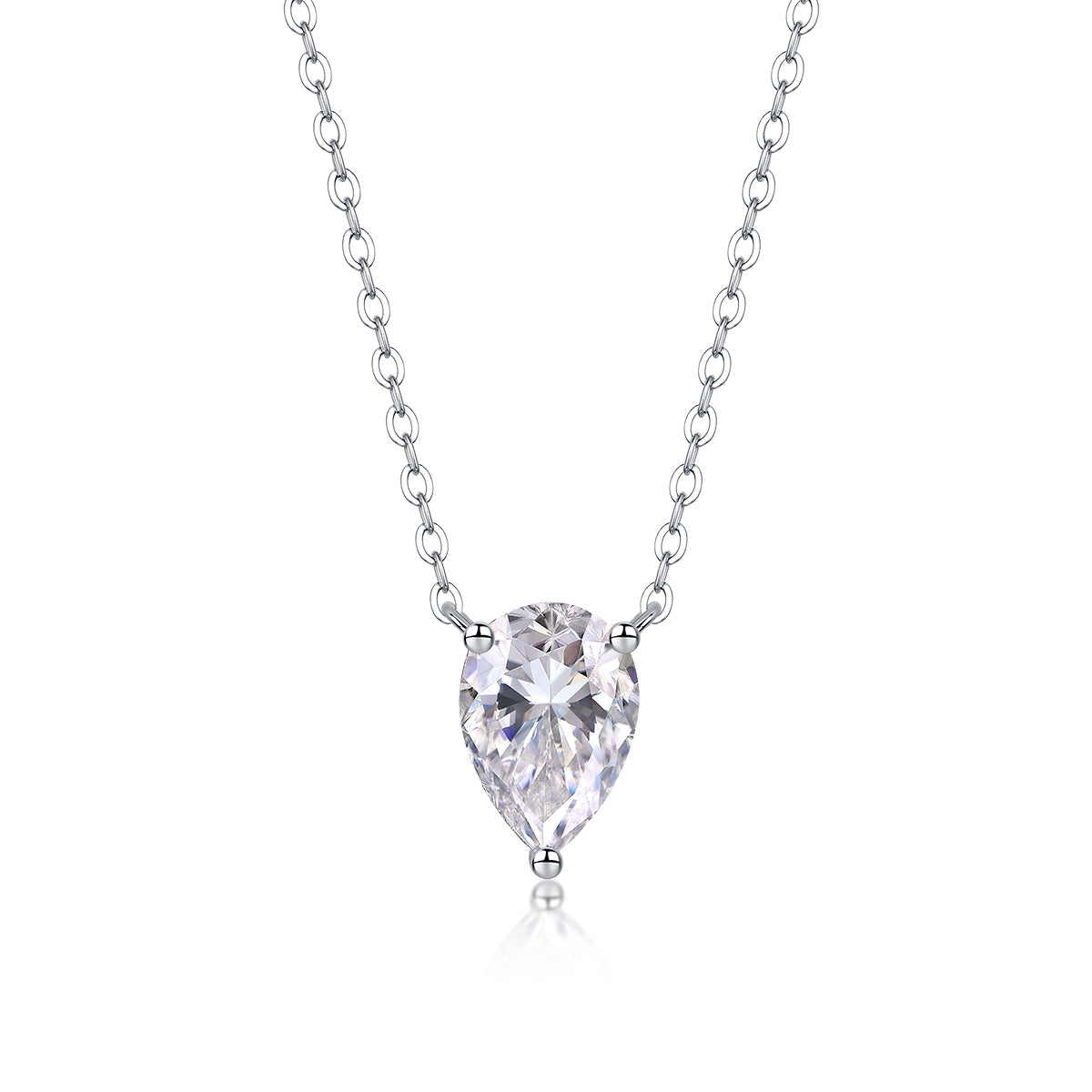 Water Drop Pear-Cut Moissanite Pendant Necklace – S925 Sterling Silver with Platinum Plating
