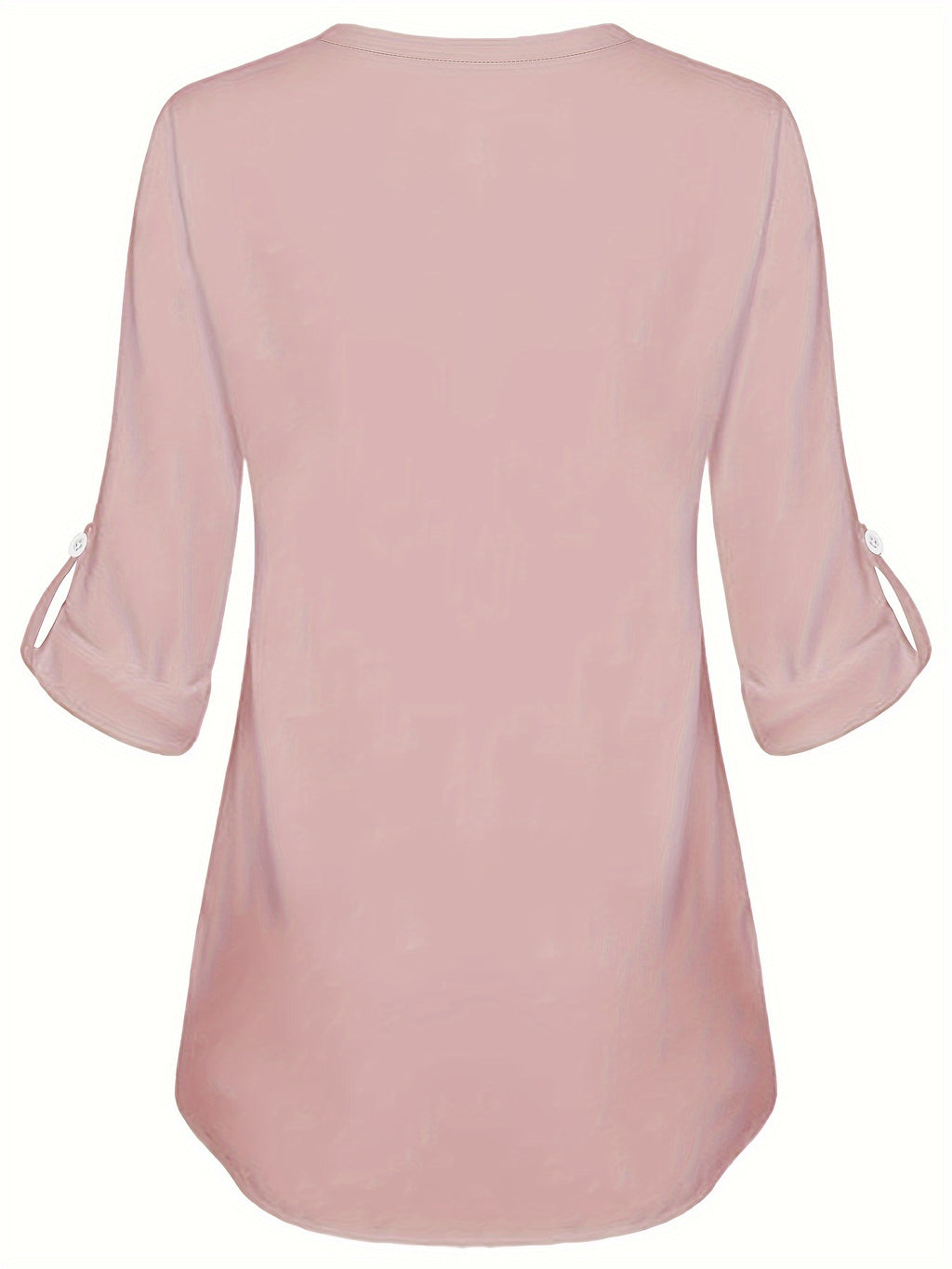Women's V-Neck Pearl Button Shirt - Long Sleeve Casual Blouse