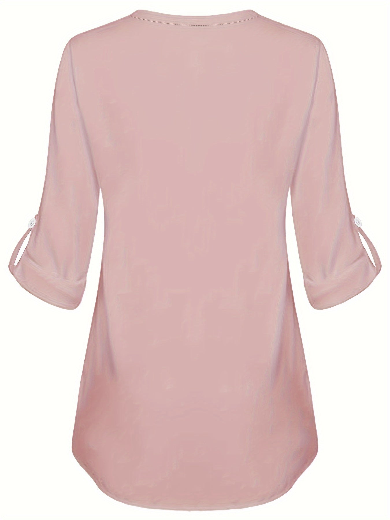 Women's V-Neck Pearl Button Shirt - Long Sleeve Casual Blouse