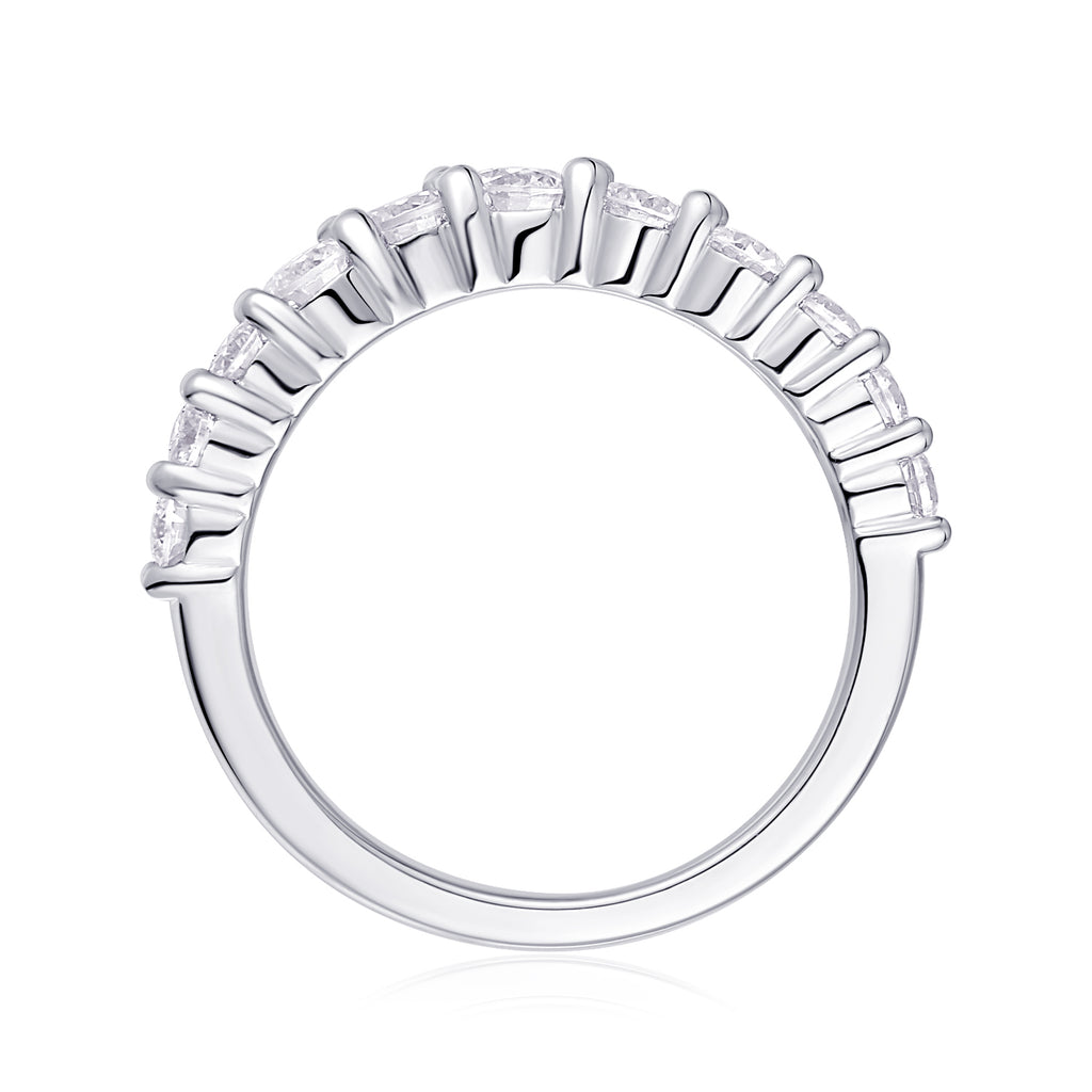 Crown Moissanite Ring - 925 Sterling Silver Wedding Band