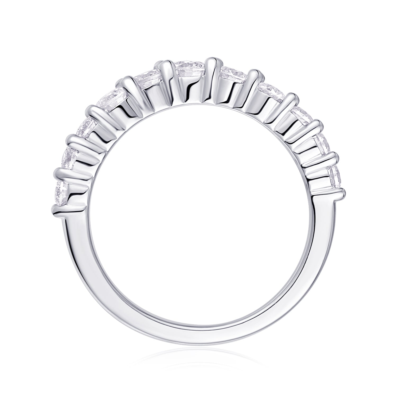 Crown Moissanite Ring - 925 Sterling Silver Wedding Band