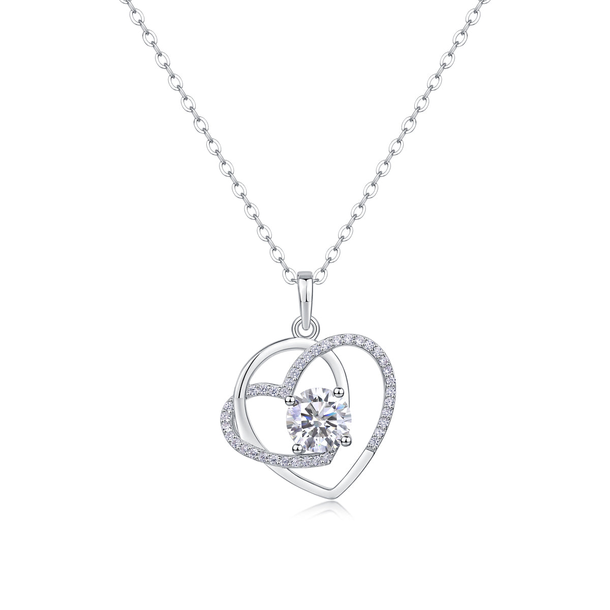 1 Carat Moissanite Necklace - S925 Sterling Silver Platinum-Plated with Chain
