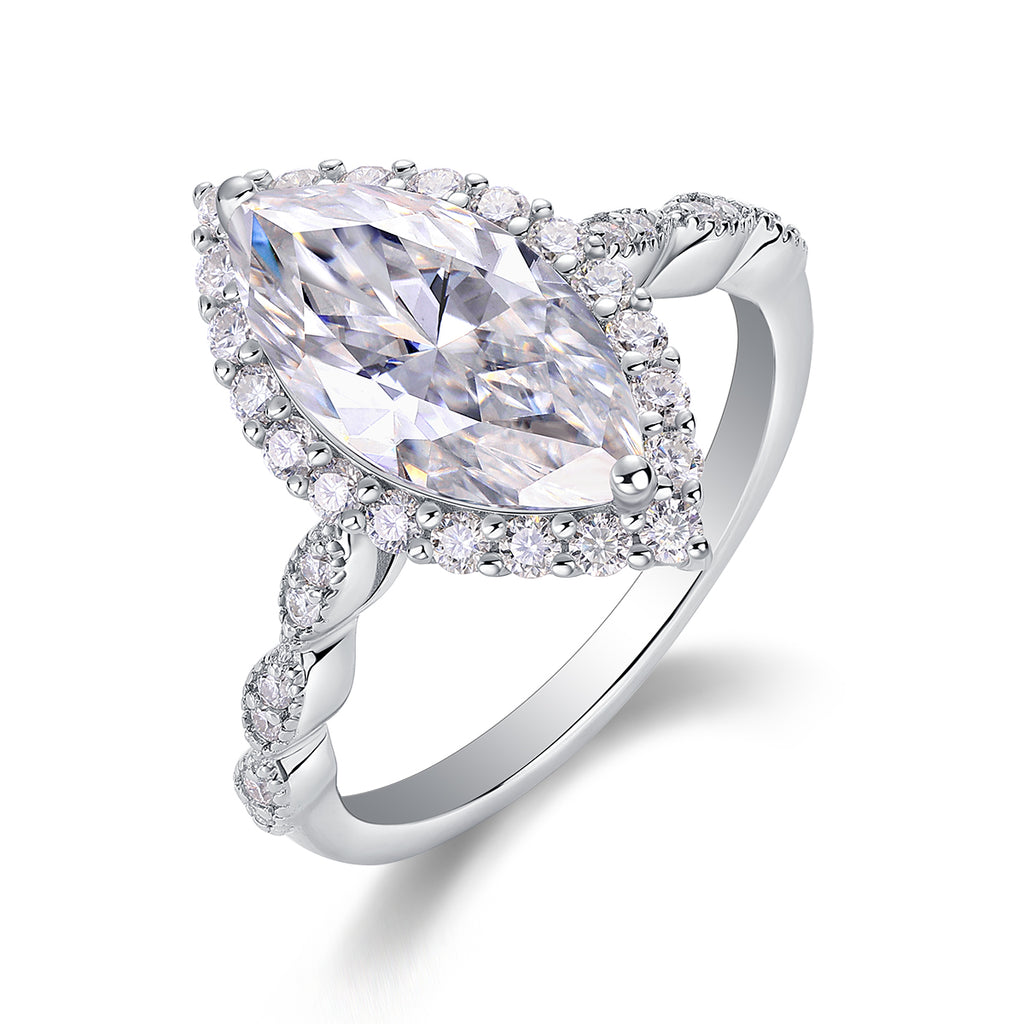 Marquise Moissanite Ring - S925 Sterling Silver Platinum-Plated